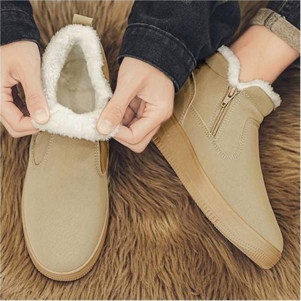 남성 기모부츠 털 안감 겨울 방한 단화 퍼신발 2색