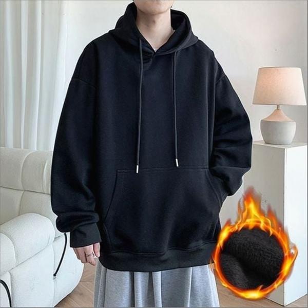남성 겨울 베이직 기본 기모후드티 루즈핏 티셔츠 2색