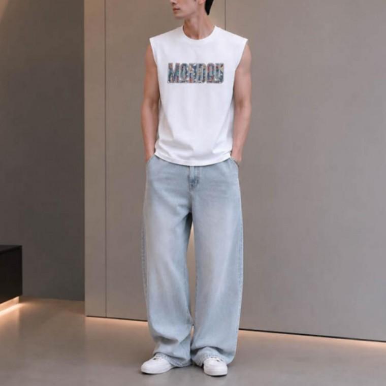 남성 2컬러 레터링 여름 민소매티셔츠