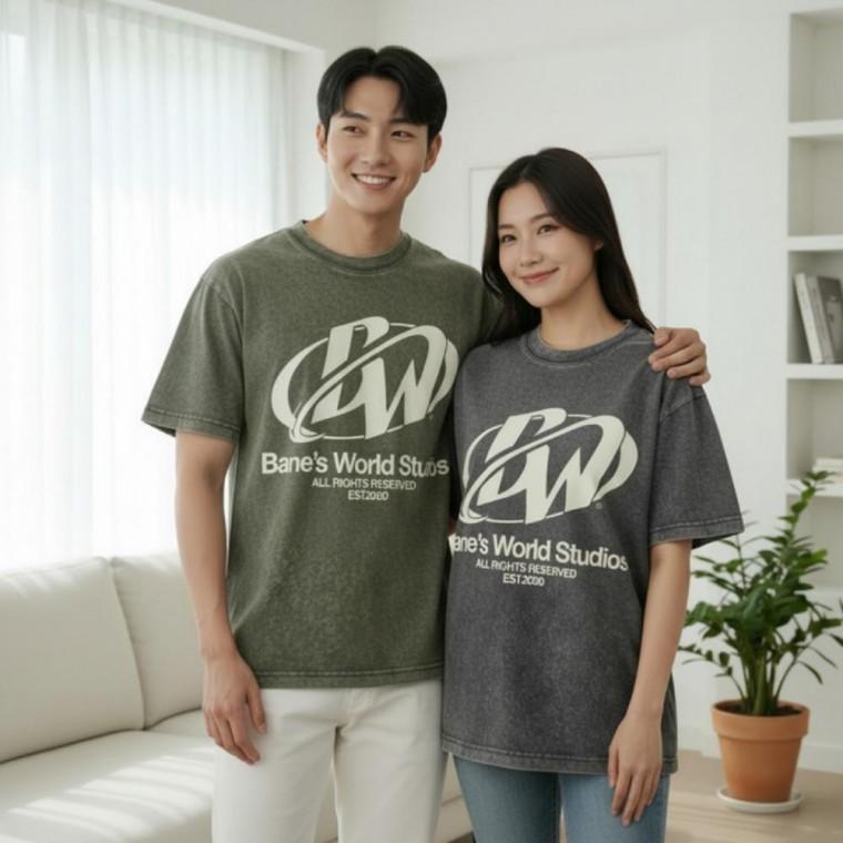 남녀공용 3컬러 여유로운 루즈핏 꾸안꾸 커플 반팔티