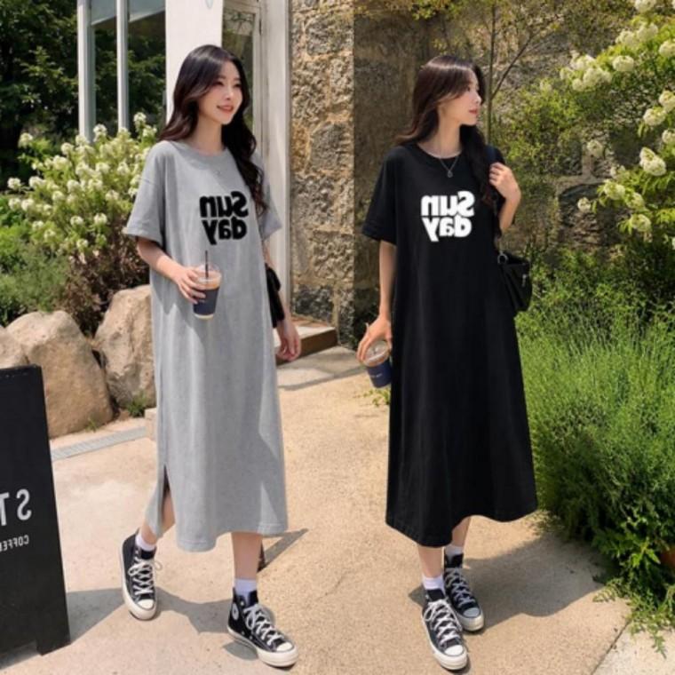 2컬러 편안한 여름 데일리룩 마트룩 여유핏 반팔 롱원피스