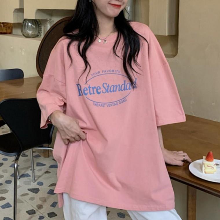 3컬러 캐주얼 영문레터링 오버핏 데일리 나그랑 반팔티