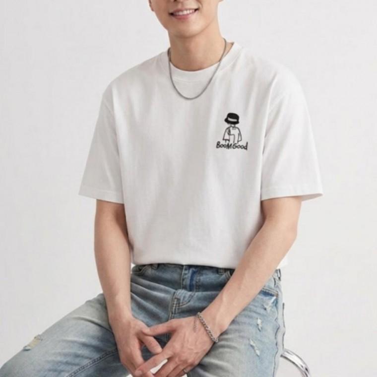 남성 2컬러 산뜻한 그래픽 여름 라운드넥 면 반팔티
