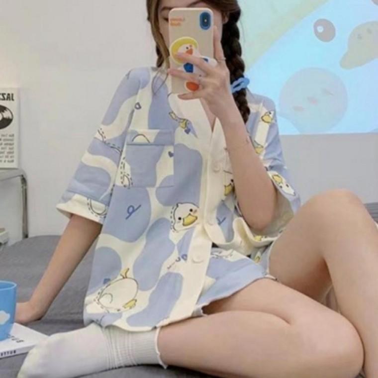 여성 7타입 산뜻한 여름 부드러운 반팔 잠옷 파자마