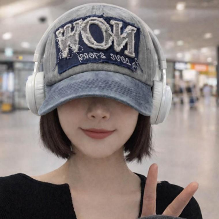 빈티지 무드 데님 소두 볼캡 워싱 자수 야구모자
