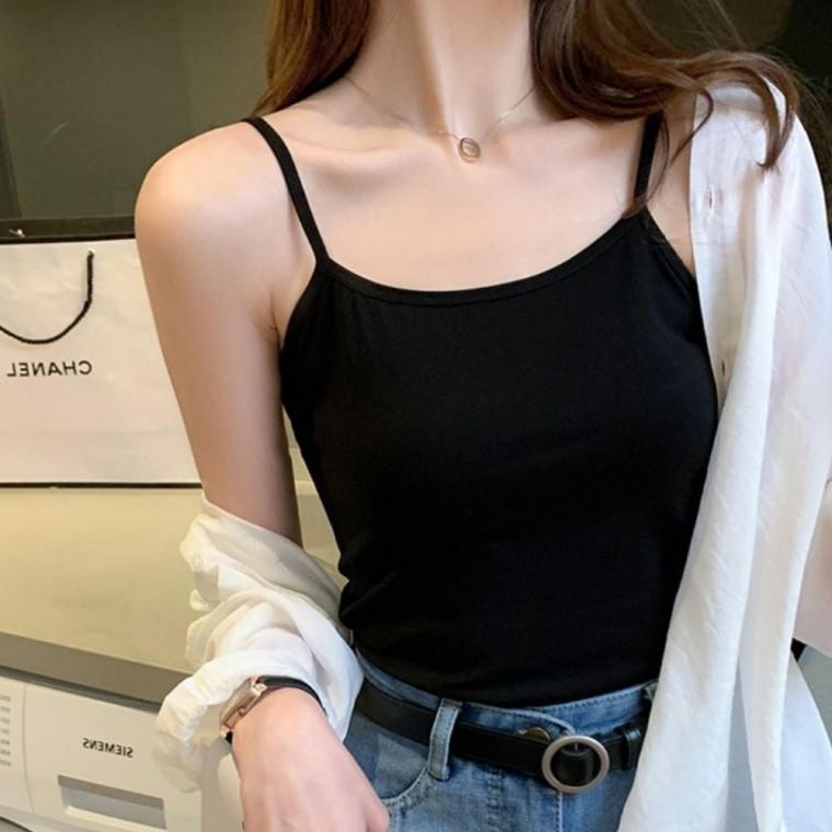 여성 2컬러 스타일리시 기본 끈나시티 숏기장 이너나시
