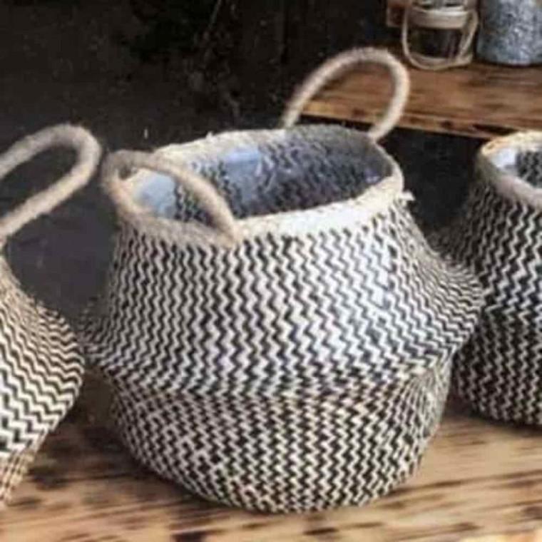 화분장식 조화플랜테리어 화분꾸미기 왕골 화분 커버 22x27