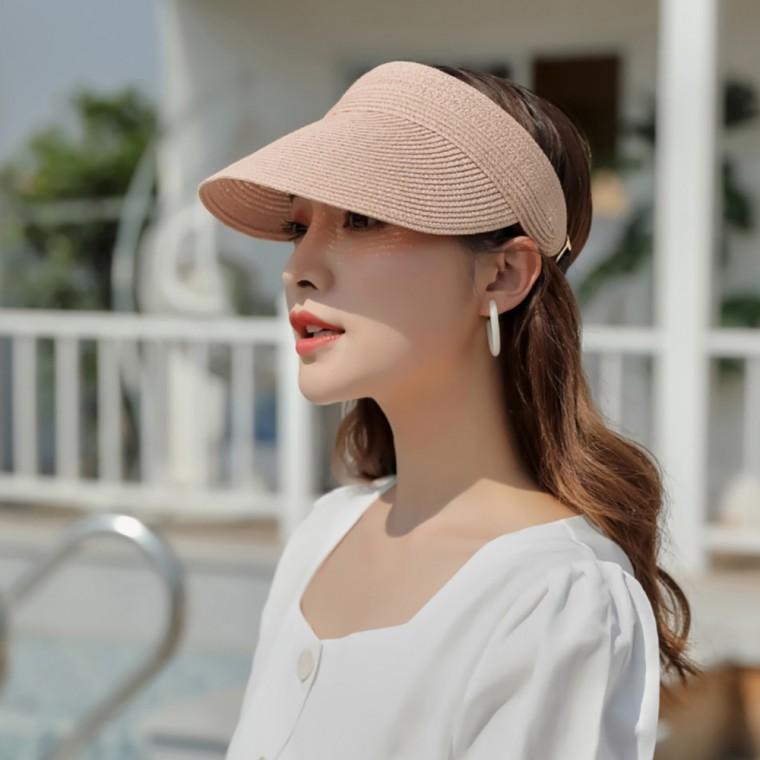 네추럴 돌돌이 썬캡(핑크) 여성썬캡 여성선캡 여성썬바이저 여성선바이저