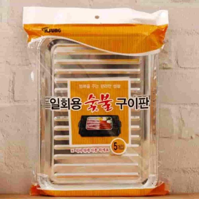 일회용숯불구이판 5p 알루미늄구이판 사각불판 캠핑구이판 호일불판