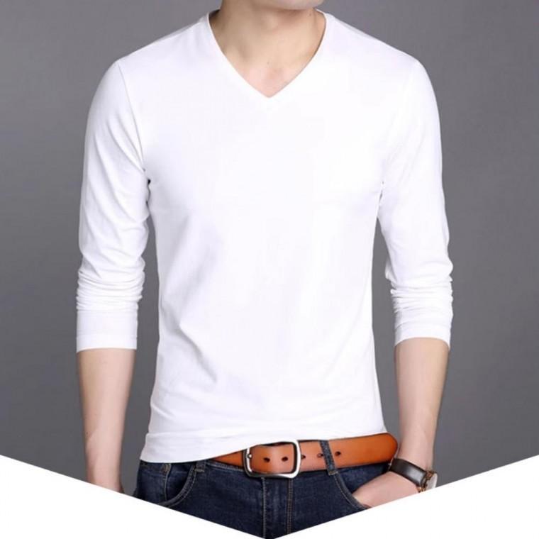 남성 브이넥 긴팔티 기본 무지 레이어드 이너 티셔츠 브이넥티 V티