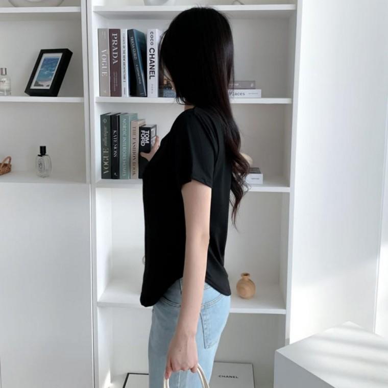 무지면티 V넥티셔츠 포켓티셔츠