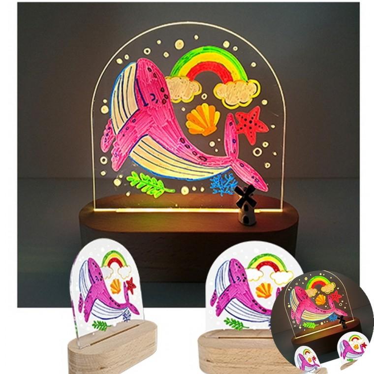 고래 LED 아크릴원목조명 곡선 침대조명 방꾸미기조명 전등만들기