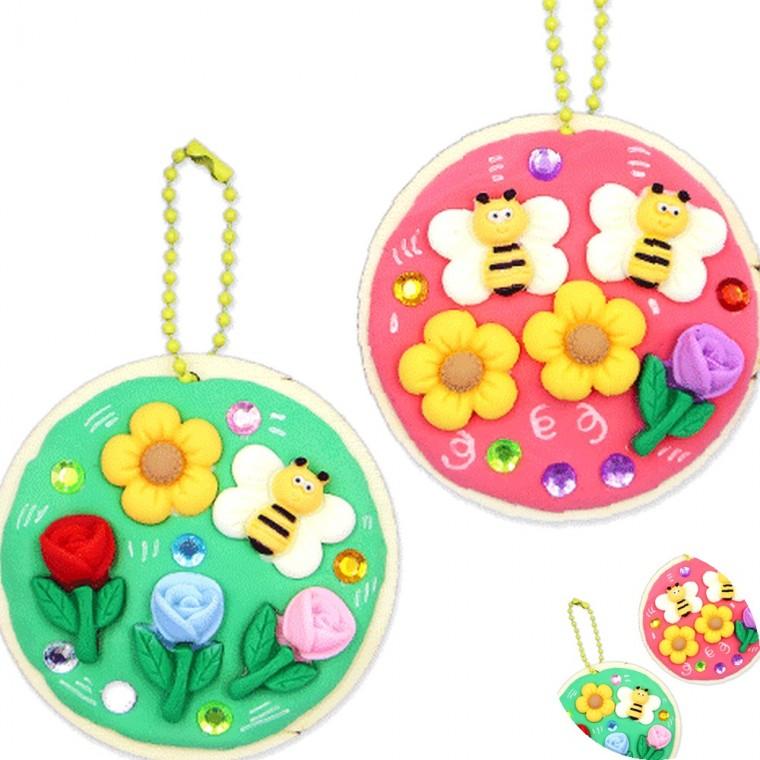 봄꽃 거울 가방걸이 4인용 클레이거울만들기 손거울DIY 미술만들기재료