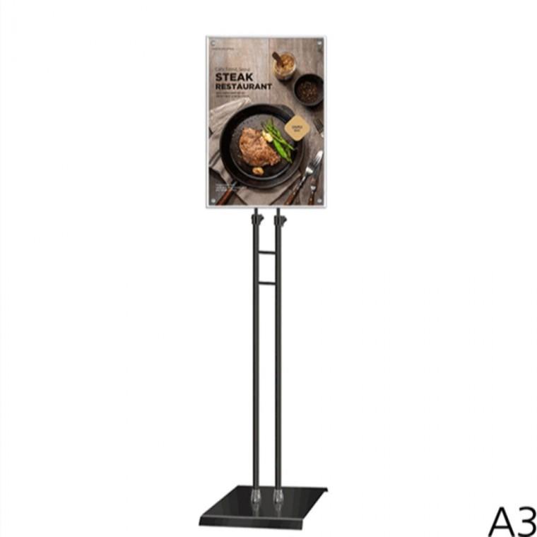 A3 자석부착식 포스터스탠드 2폴 블랙 사각 P2-A3QBK 게시판표지판 메모보드 상가안내문게시판