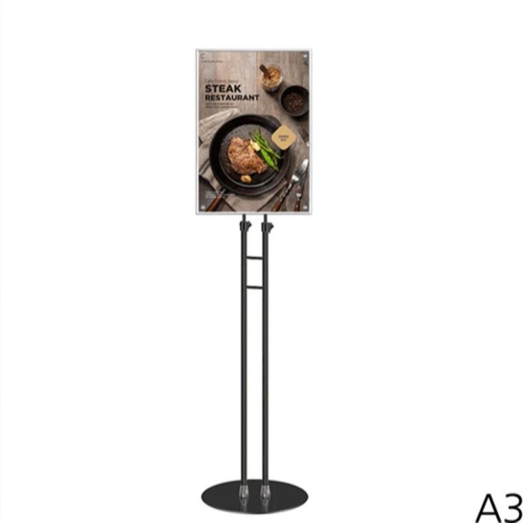 A3 자석부착식 포스터스탠드 2폴 블랙 원형 P2-A3BK 메모꽂이 사무실게시판 인포메이션게시판