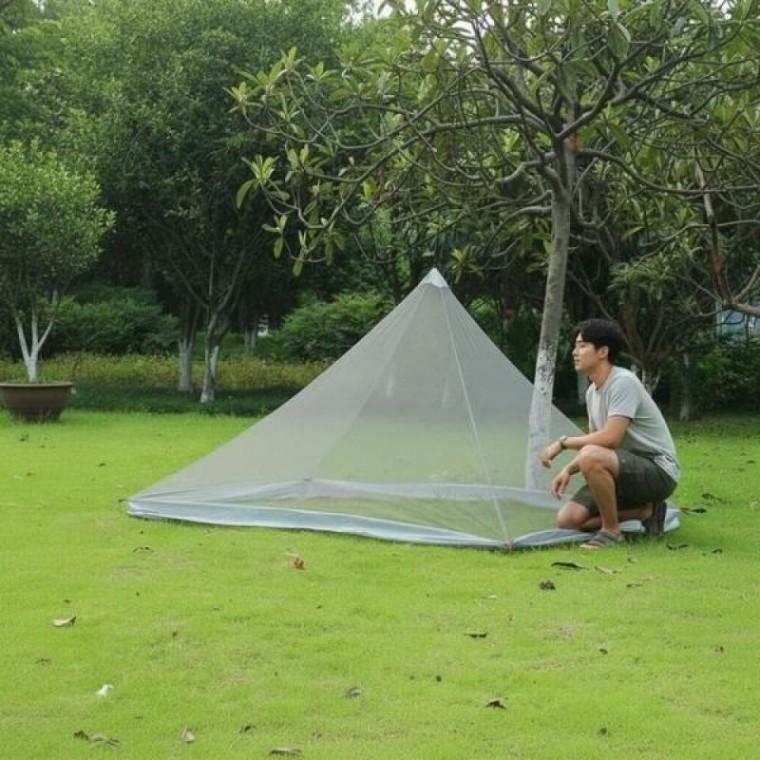 간편설치 텐트형 메쉬 캠핑 야외용 그레이 모기장 1인용