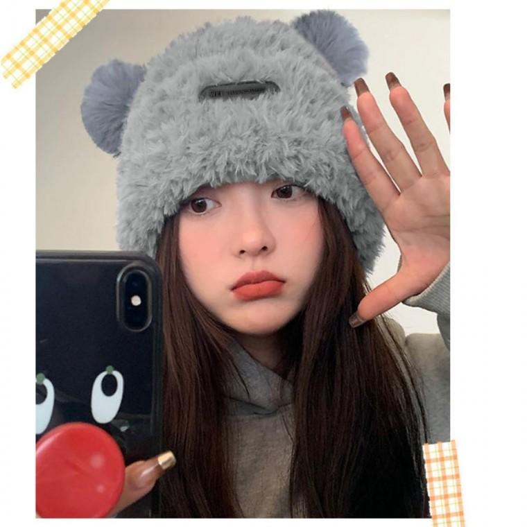 겨울 털 비니 귀여운 여자 곰돌이 귀달이 모자 여자겨울모자 방한모