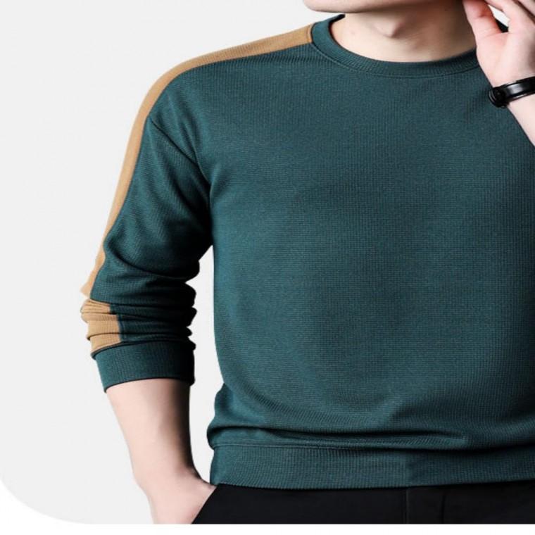 라운드 긴팔 티셔츠 노멀핏 배색 롱슬리브 기본티 라운드티 여름긴팔