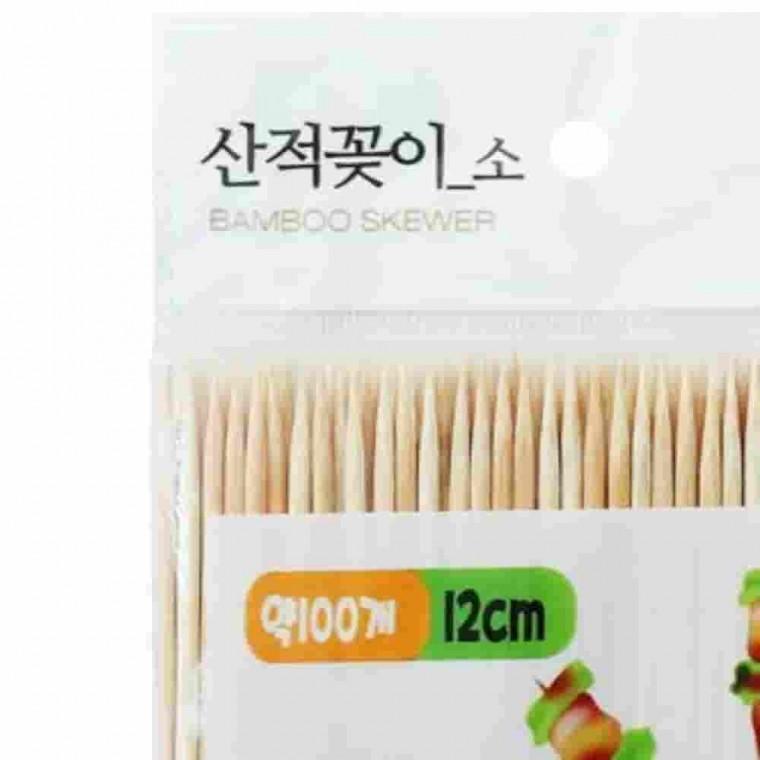 산적꽂이 12cm 100P 나무꼬챙이 일회용꼬지 나무스틱 나무꼬지
