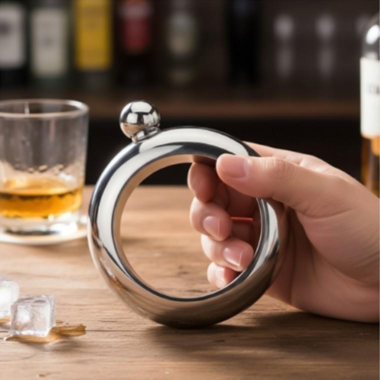 헤일로 링 힙플라스크 100ml 실버 보드카병 스텐술병
