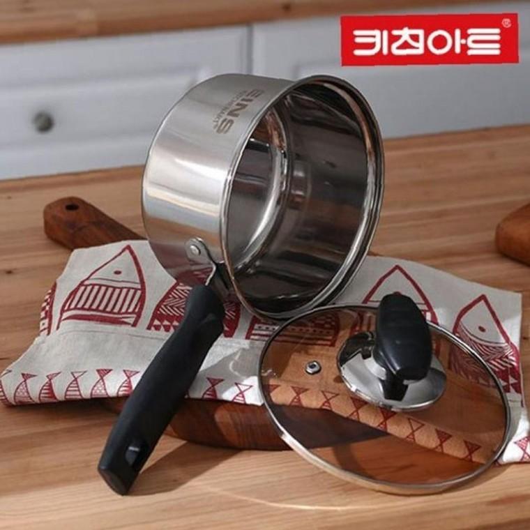 키친아트 심플 스텐 냄비 라면 찌개 전골 편수 18cm