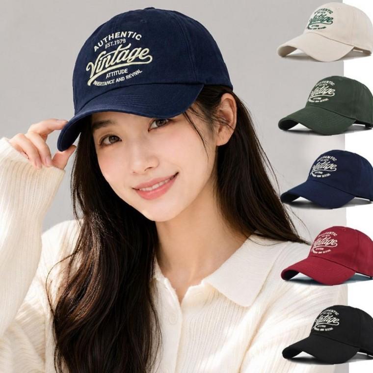 빈티지 편안한 레터링 자수 캐주얼 볼캡