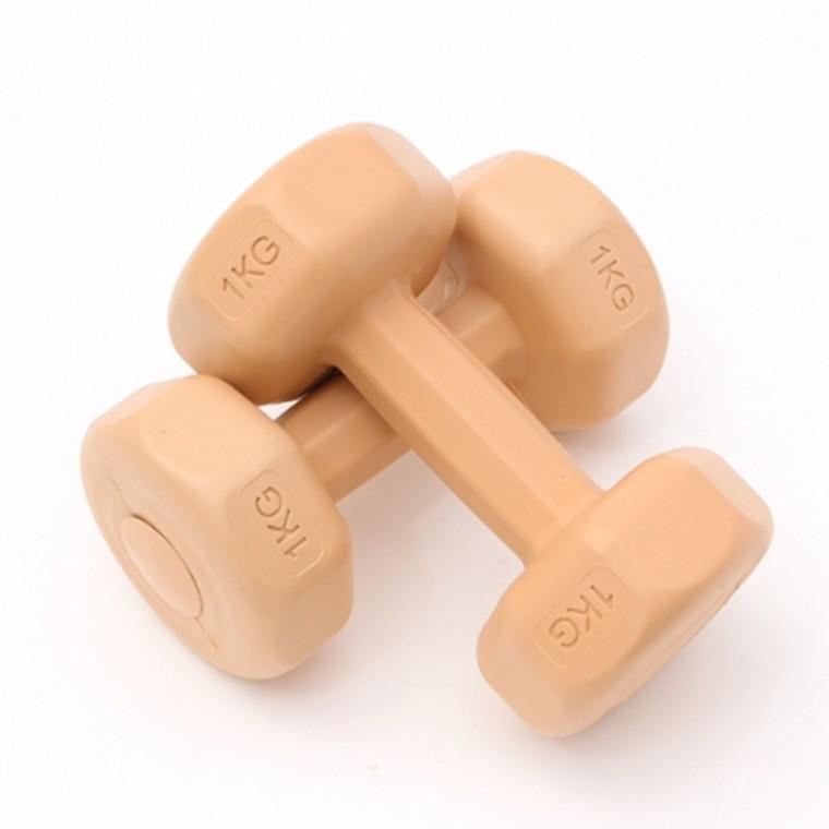 육각 아령 2개1kg 오렌지 굴러가지않는아령 홈트필수템