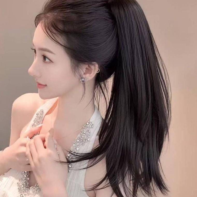 롱 슬림한 웨이브 포니테일 집게 가발 달비 네츄럴