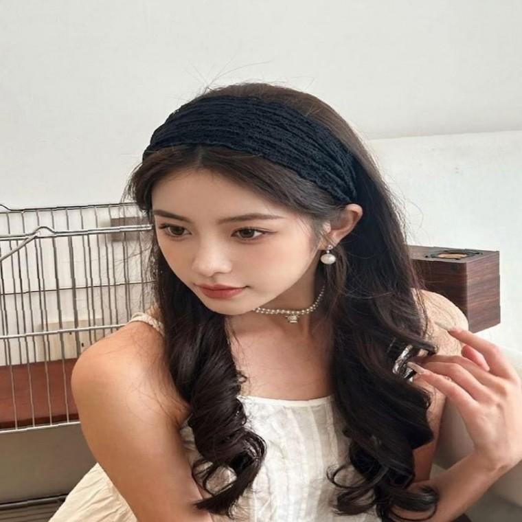 2컬러 데일리 썸머 휴양지룩 레이스 밴딩 헤어밴디 머리띠