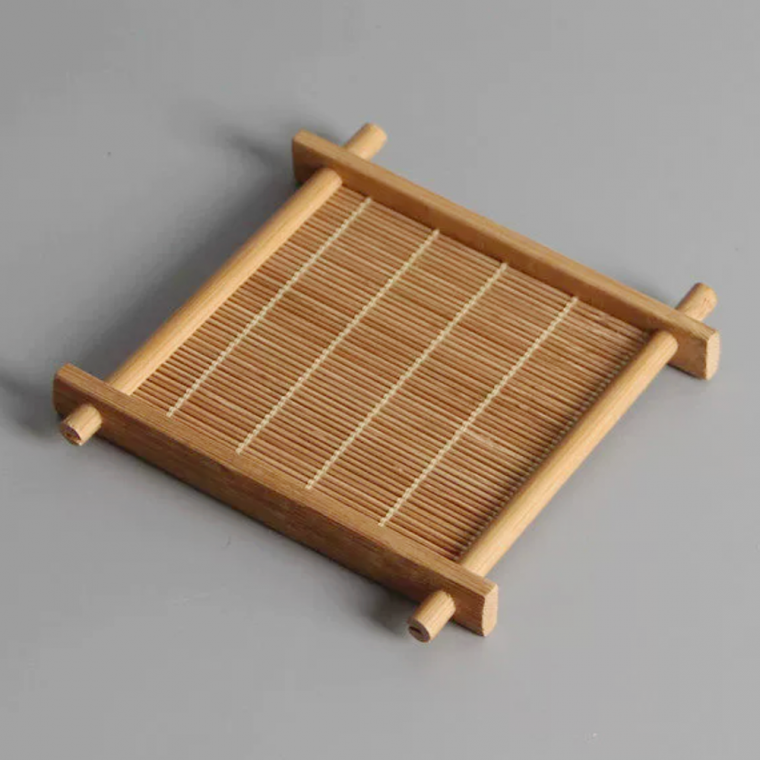 대나무 컵받침 우드 티코스터 떡 화과자 찾잔 샷잔받침 12cm