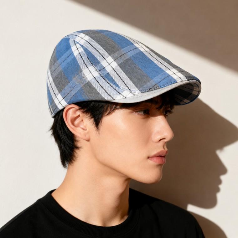 격자 무늬 베레모 여성용 봄 여름 클래식 화가 모자