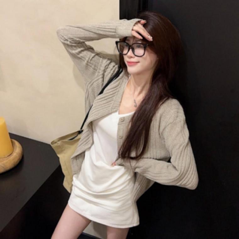 여성 데일리 루즈핏 베이직 투웨이 슬림 셔츠 가디건