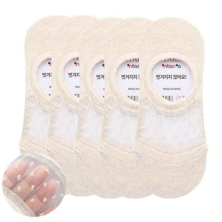 여성용 페이크삭스 베이지 5켤레 덧신양말 발등양말 발목양말