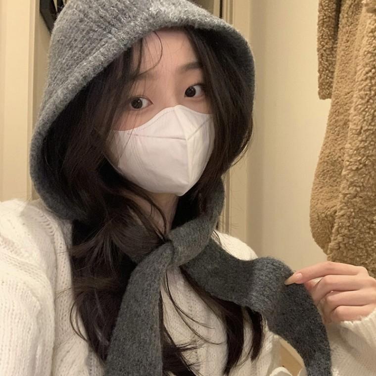 봄 후드워머 겨울 여성 머플러 목도리 보넷끈모자