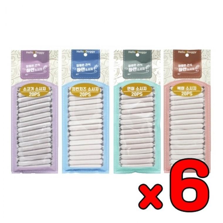 [6개묶음]헬로도기 참좋은간식 하얀소세지 20p