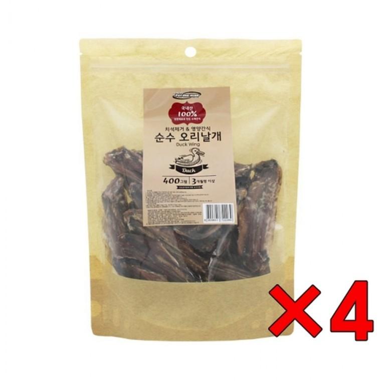 [4개묶음]펫더맨 국내산 순수 오리날개 400g