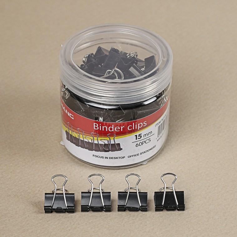 PL 유니크 문구 클립 문구존 블랙 더블 클립 60p세트(1.5cm) No54