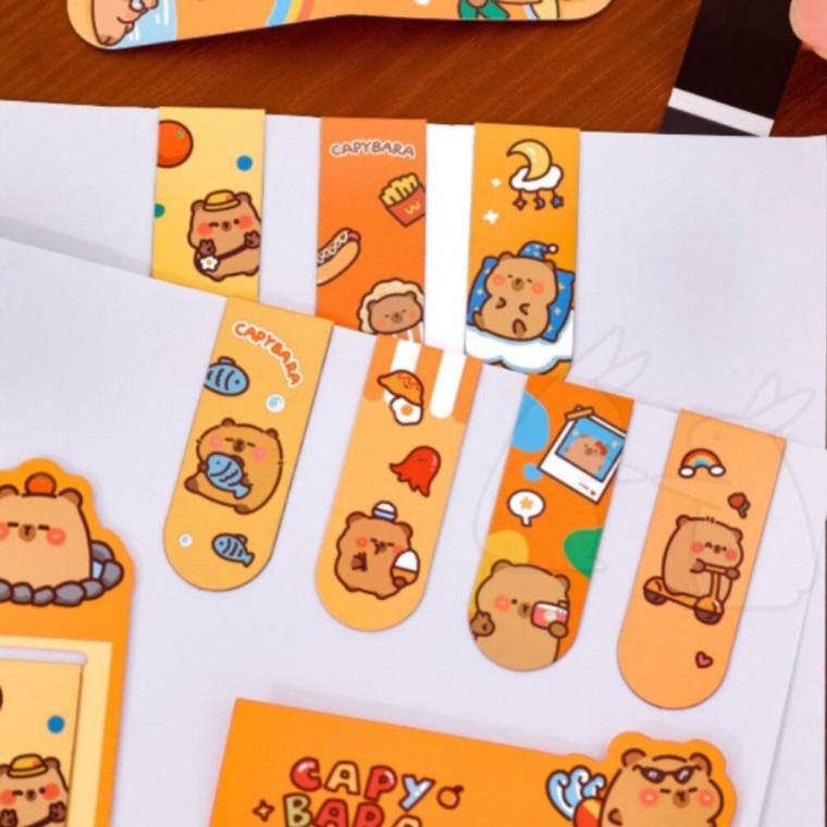 마그네틱 클립 서류 카피바라 독서 책갈피 6개