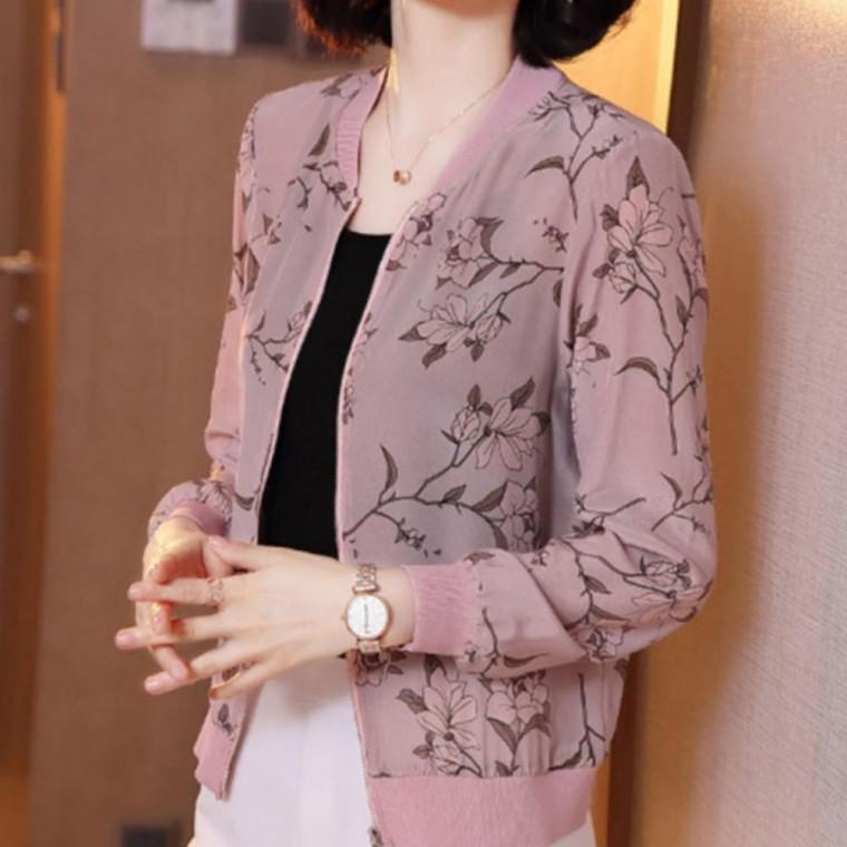 여성 간절기 긴팔 플라워 재킷 점퍼 바람막이 가을 자켓