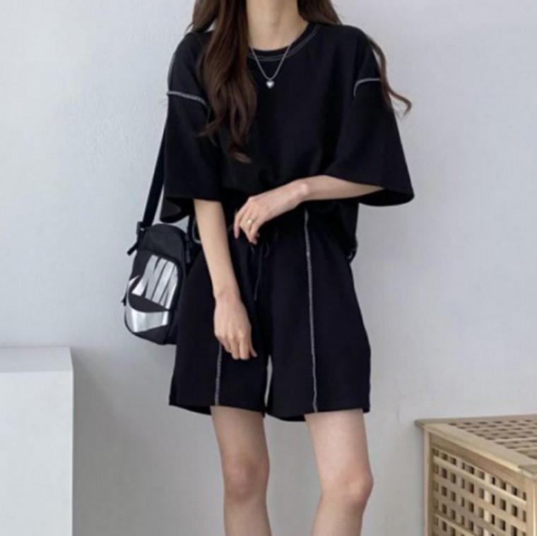 여성 트레이닝복 츄리닝 데일리 루즈핏 반팔 반바지 세트