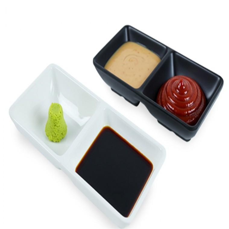 소스그릇 간장접시 2칸소스용기 종지그릇
