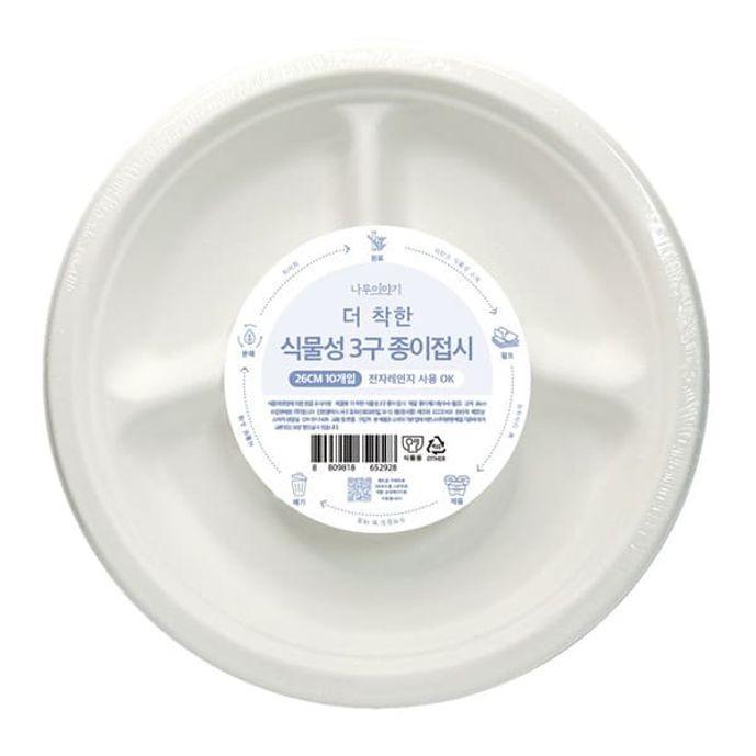 나무이야기 일회용 접시 홈파티 캠핑 피크닉 3구 종이접시 26cm 10p