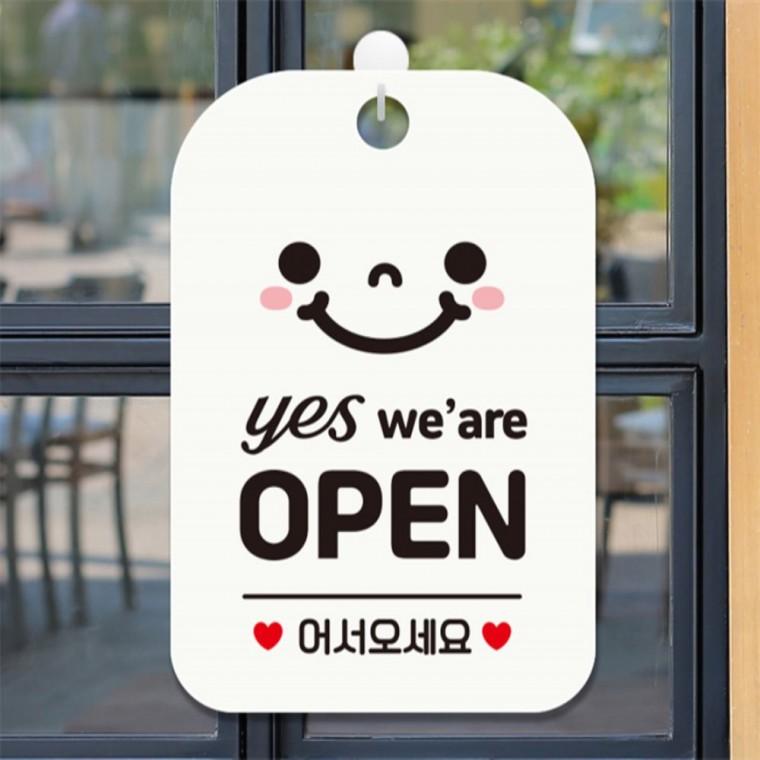 we are OPEN 사각안내판 알림판 화이트 상점 도어사인 상가건물