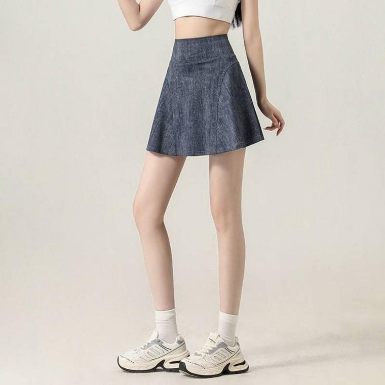 여름 데님 스커트 스포츠 치마 하이웨스트 슬림 청치마 여성 마