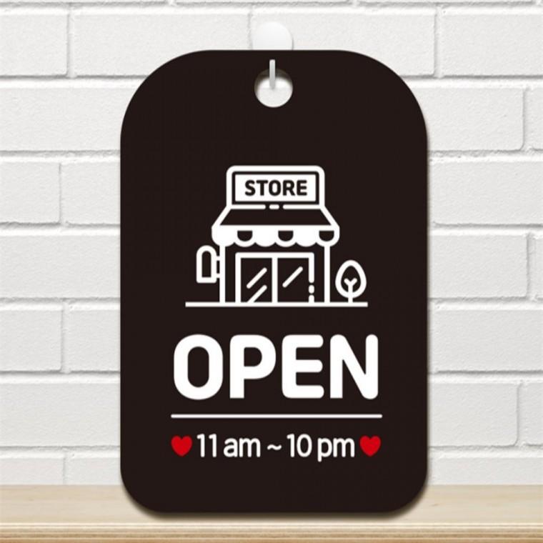 STORE OPEN 10am-10pm 사각안내판 알림판 블랙 식당 도어사인 회사사무실