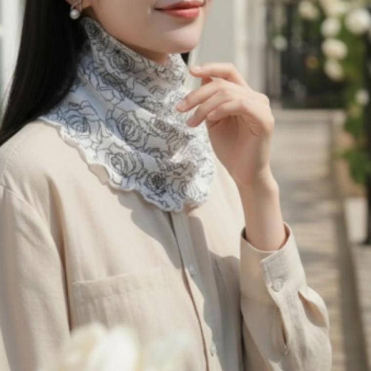 여성 페이스마스크 겸 쁘띠 스카프 자외선차단 얼굴 목 가리개