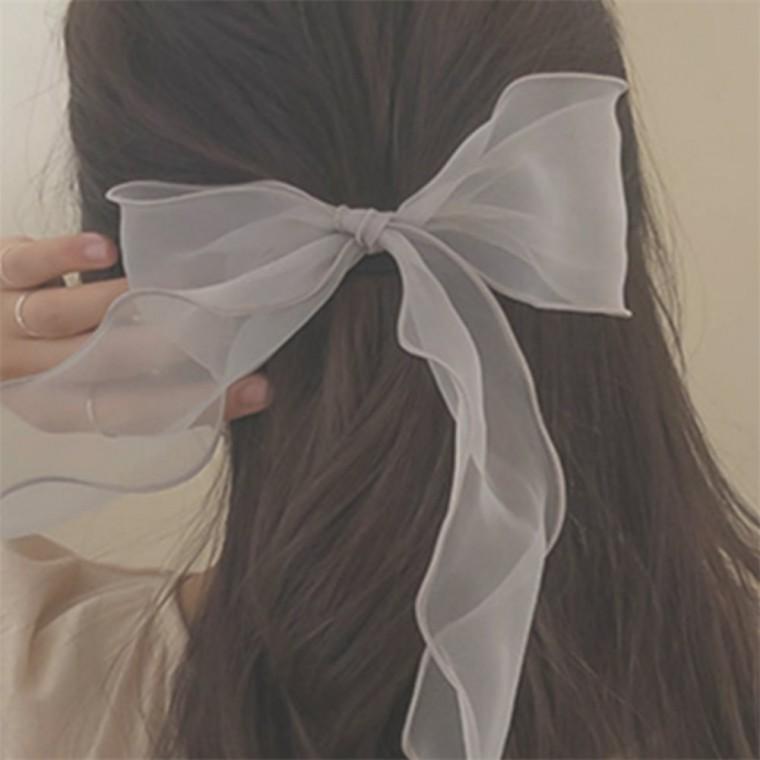 오간자머리끈 실크리본헤어끈 오간자리본 여성헤어리본고무줄