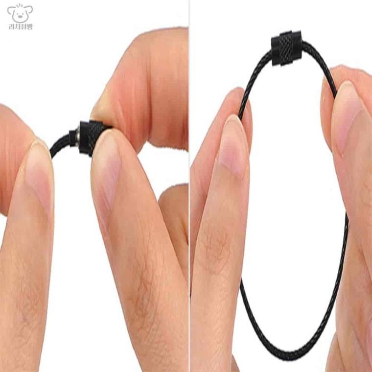 컬러 와이어 키체인 로프 15cm 와이어로프자물쇠 와이어로프10mm