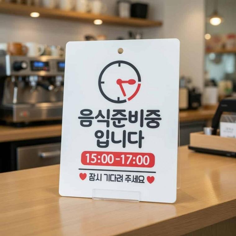 음식준비중 안내판 요리준비중표시 매장준비알림
