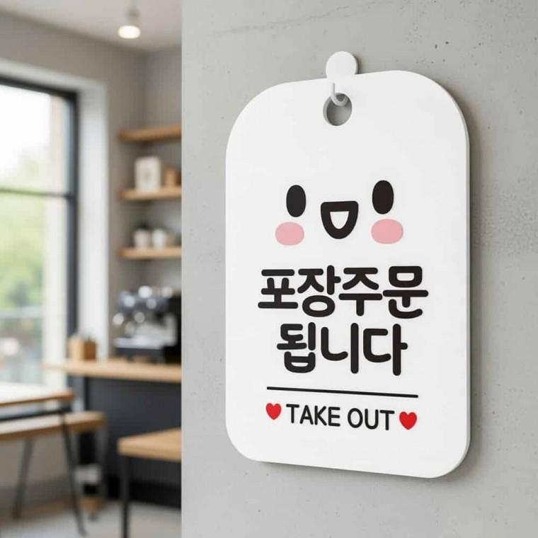 포장주문 안내판 카페표지판 입구표지판